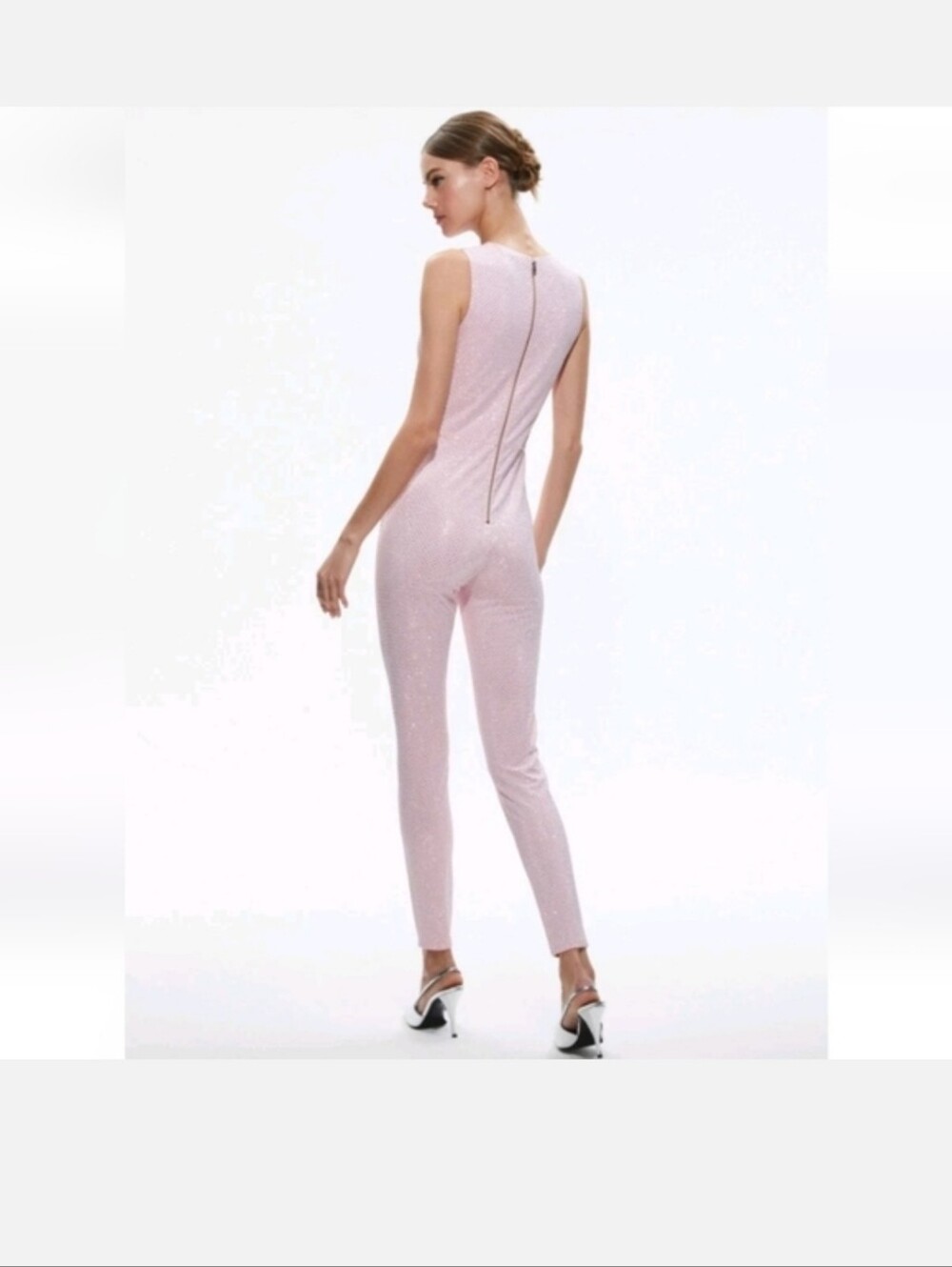 Alice + Olivia Light Pink Embellished Sleeveless Jumpsuit Size 8 NWT - Picture 8 of 16